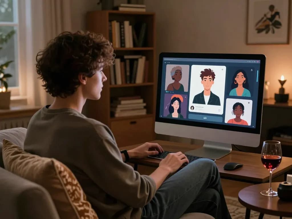 Engaging in ai nsfw chat with an inviting AI character on a modern computer interface.