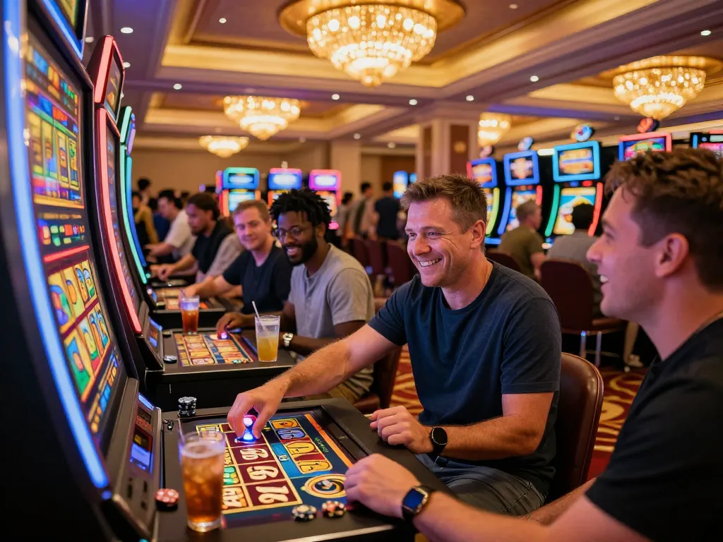 Exciting gameplay at a Lucky 88 slot machine in a vibrant casino atmosphere.