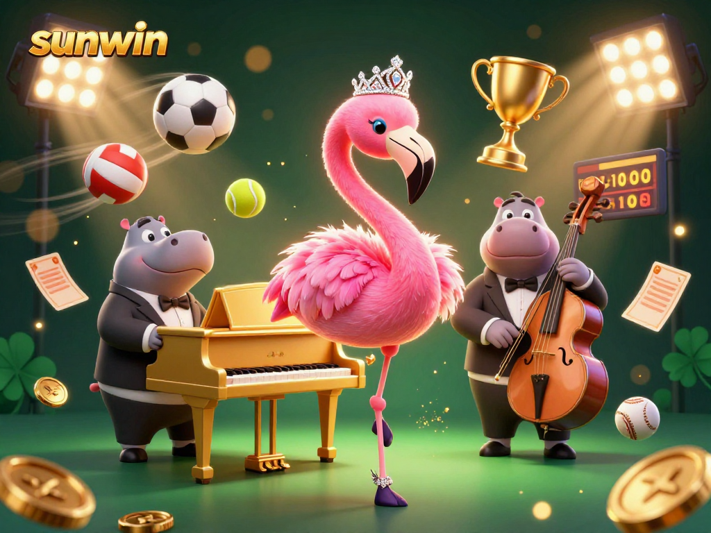 Experience sunwin's vibrant casino scene featuring dynamic sports elements and lively characters.
