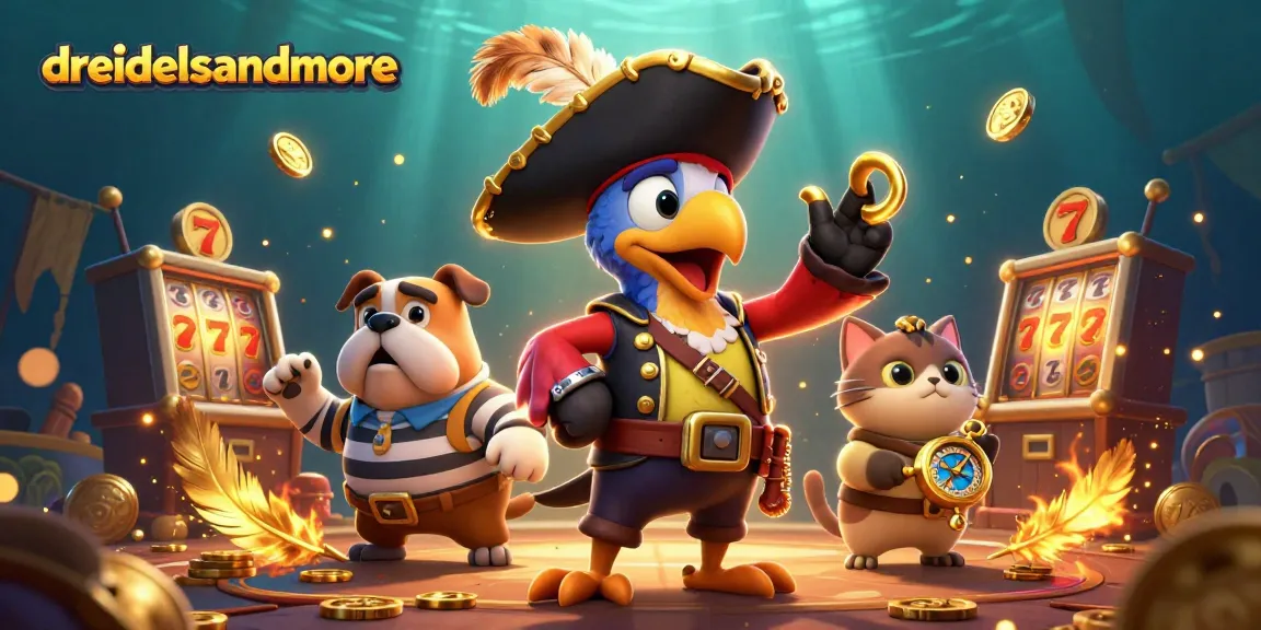 Engage with the excitement of dreidelsandmore as a pirate captain parrot gives orders in a vibrant digital casino scene.