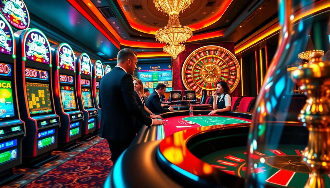 Experience the excitement of LC88 casino with vibrant games and engaging players at the table.