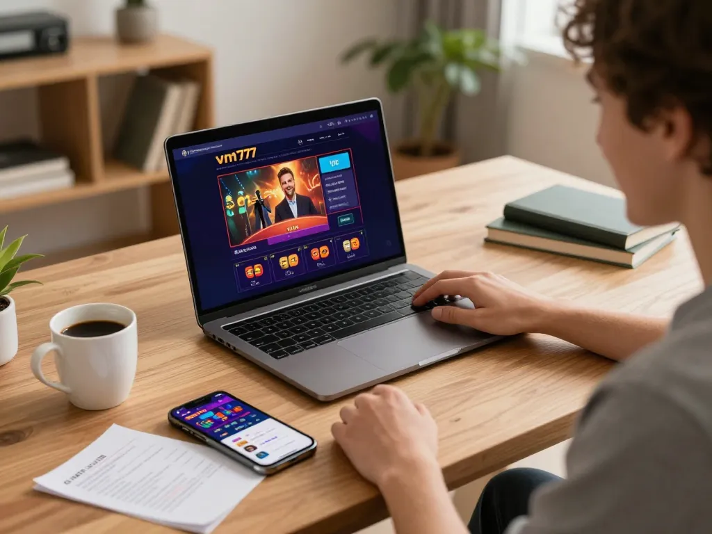 Berkelindan dengan antarmuka kasino online vm777 dalam pengaturan permainan di rumah yang nyaman.