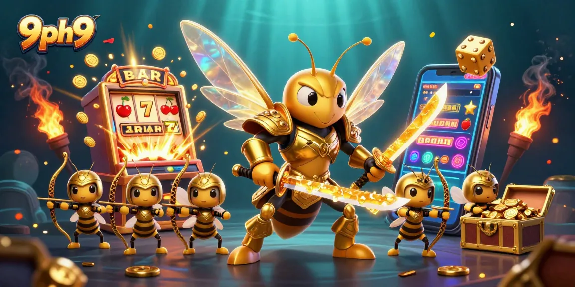 Experience the thrilling world of 9ph9 as golden hornets battle in a vibrant casino setting.
