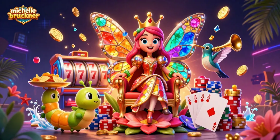 Engage with michellebruckner's vibrant slot game illustration showcasing lucky symbols and animated characters.