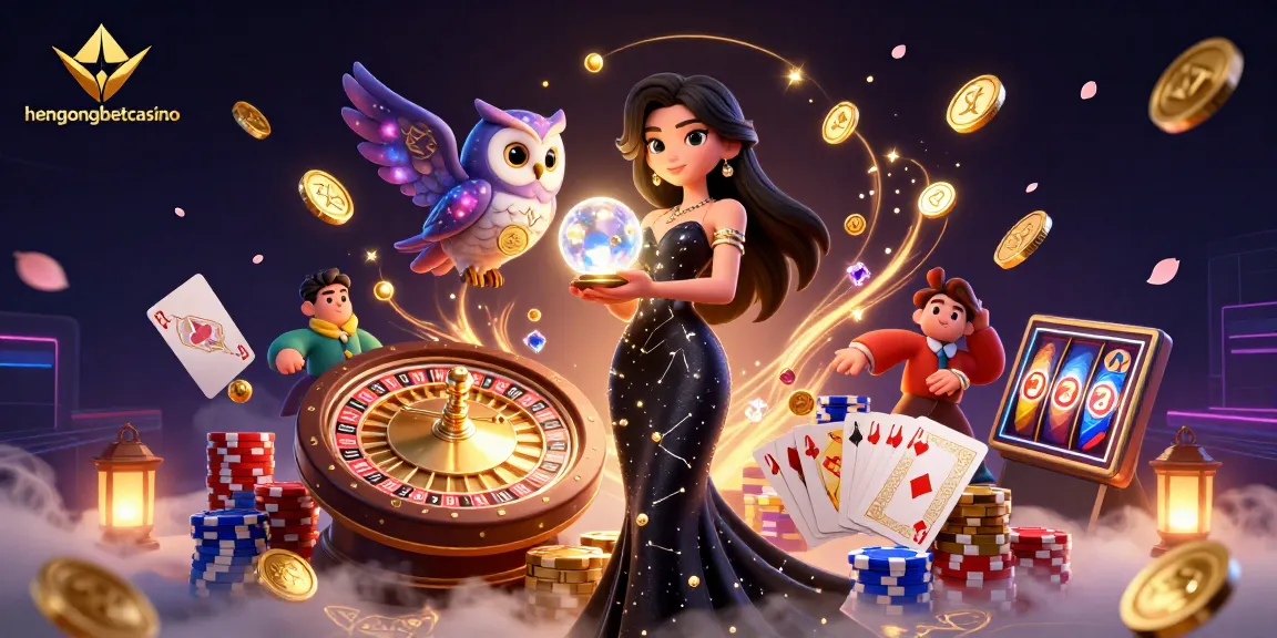Experience the thrill of hengongbetcasino with a dynamic digital scene filled with cascading casino elements.