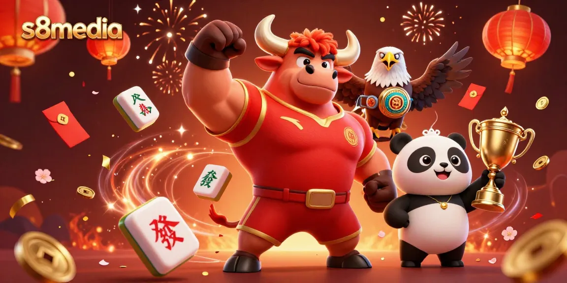 Experience the thrill of gambling with s8media's dynamic mascot scene celebrating big wins.