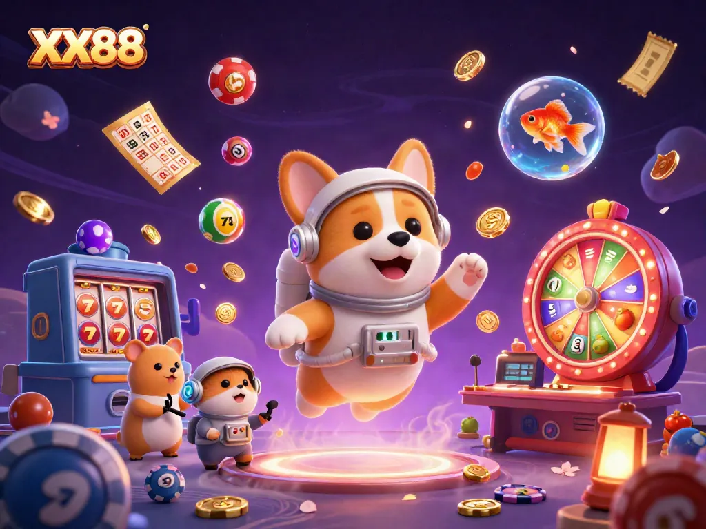 Enjoy mesmerizing gaming at XX88, where a 3D astronaut corgi and dynamic casino elements bring excitement alive.