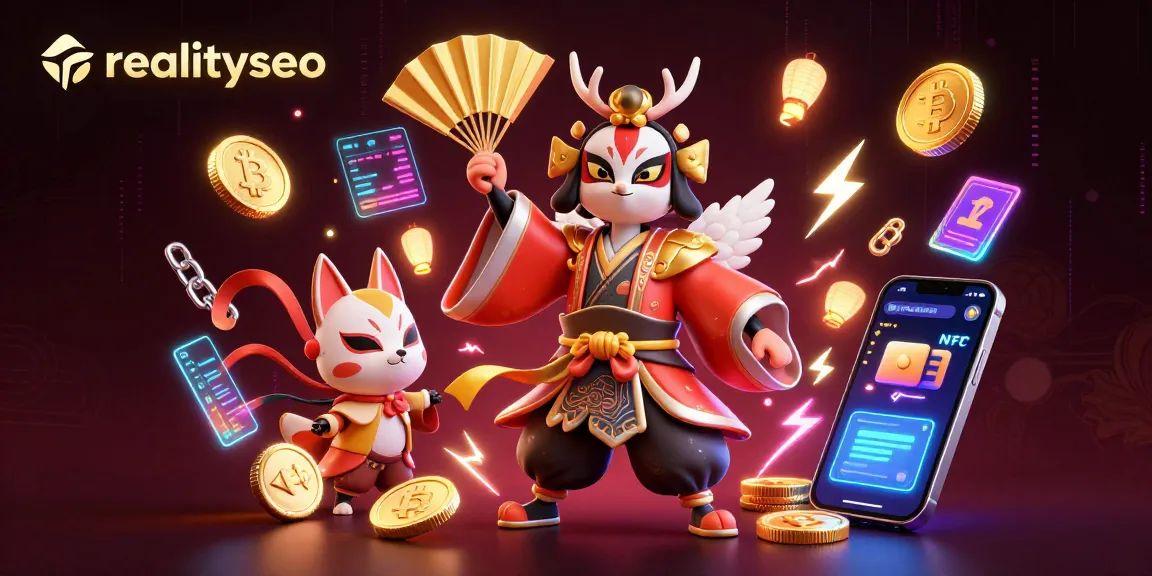 Experience the thrilling action at realityseo with vibrant 3D casino characters surrounded by digital treasures and crypto elements.