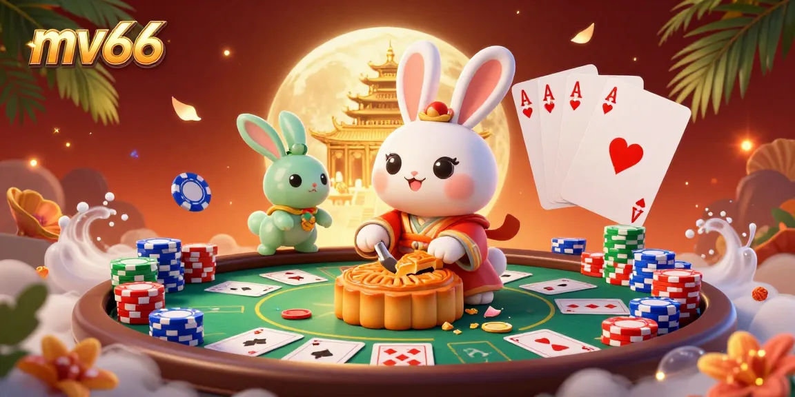 Experience thrilling gaming at mv66 with a moon rabbit and poker chips, capturing the excitement of online gambling.