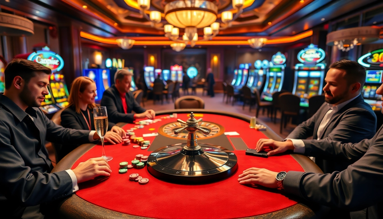 Play poker at DH88.US in a luxurious casino setting with vibrant gaming elements.
