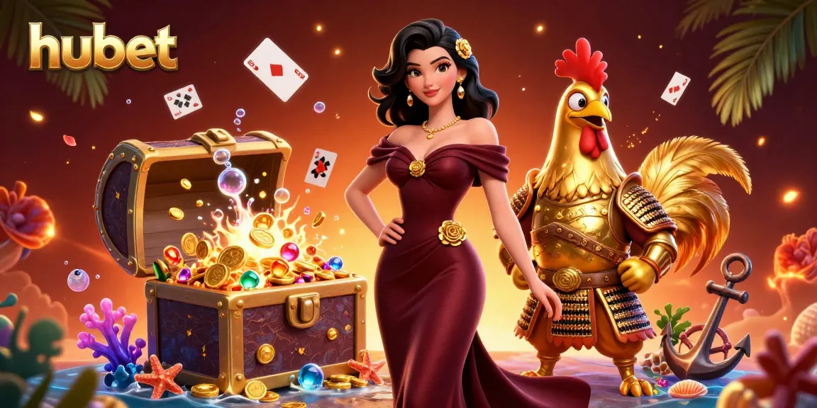 Engage in playful adventures with hubet's thrilling card games amidst a lavish 3D casino setting.