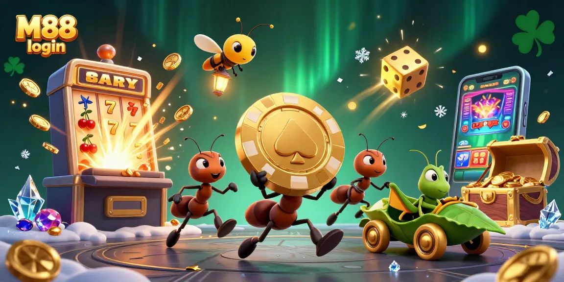 M88 login to join ants carrying a golden chip in a thrilling 3D casino heist.