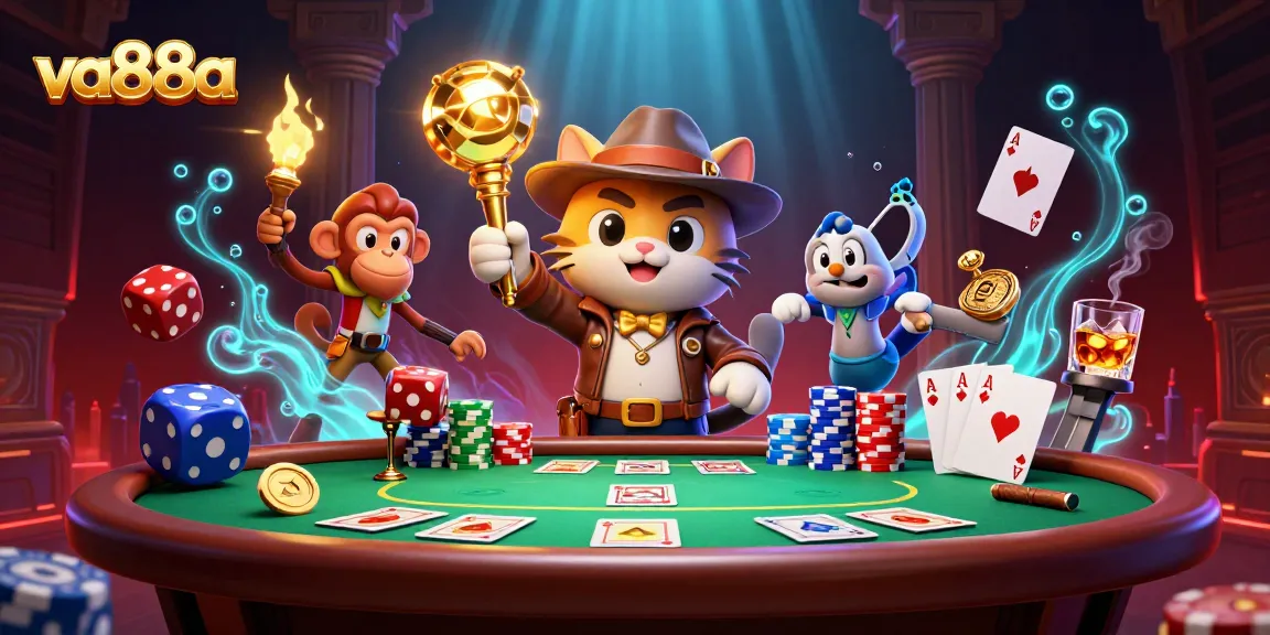 va88a casino explorer cat discovering treasures with vibrant gambling elements