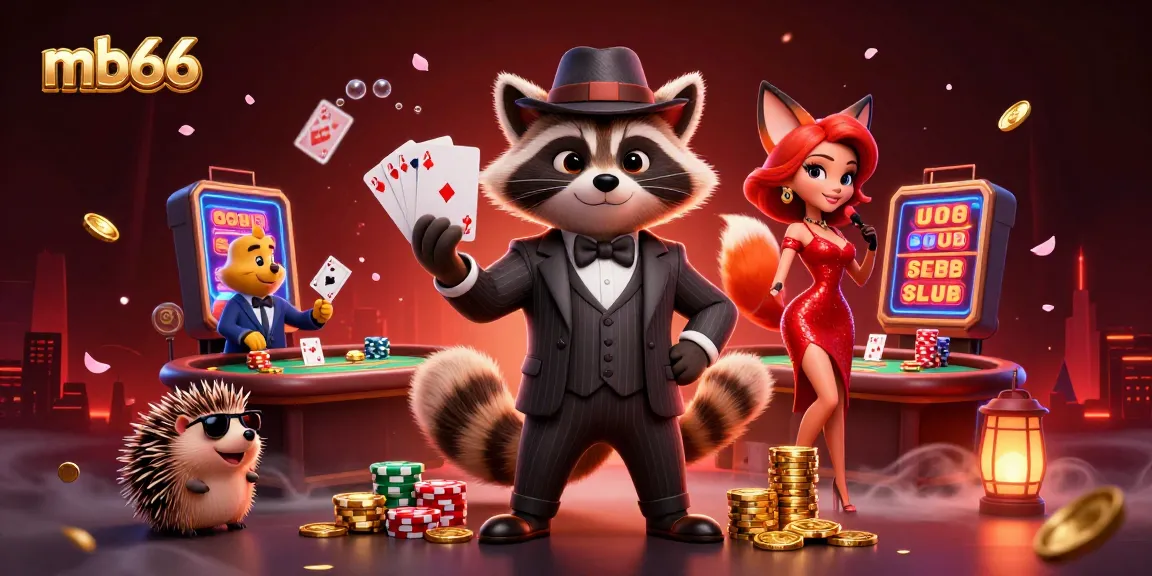 Engage with mb66 through exciting poker action as vibrant characters celebrate victories surrounded by dynamic casino elements.
