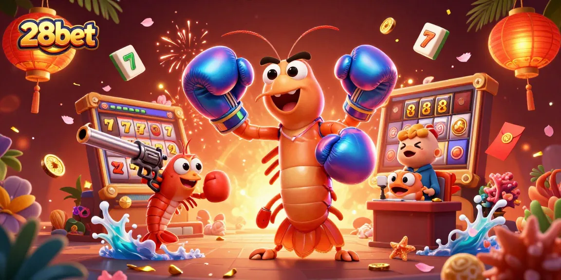 Join the fun at 28bet with vibrant slots and exciting gaming action in this detailed illustration.