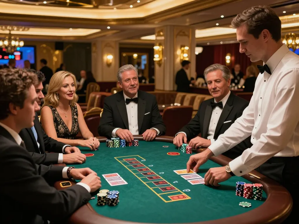 Players engaging in an intense sc88 blackjack game at a luxurious casino table.