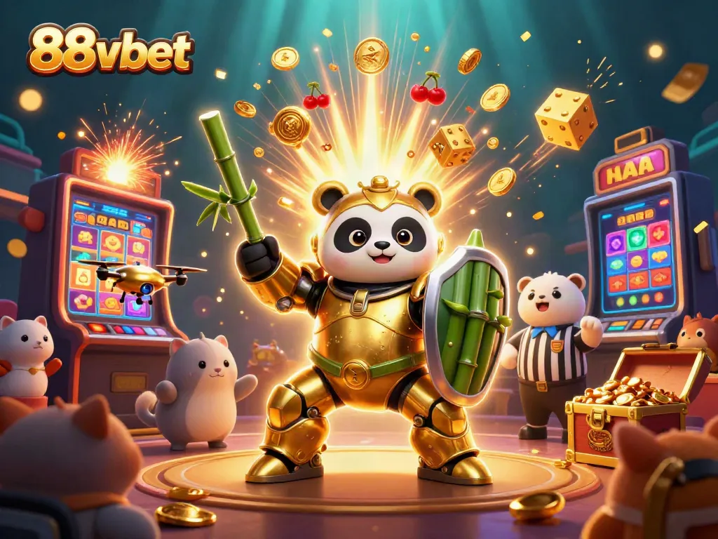 Experience 88vbet's thrilling online gaming with vibrant characters and dynamic casino elements exploding with excitement.