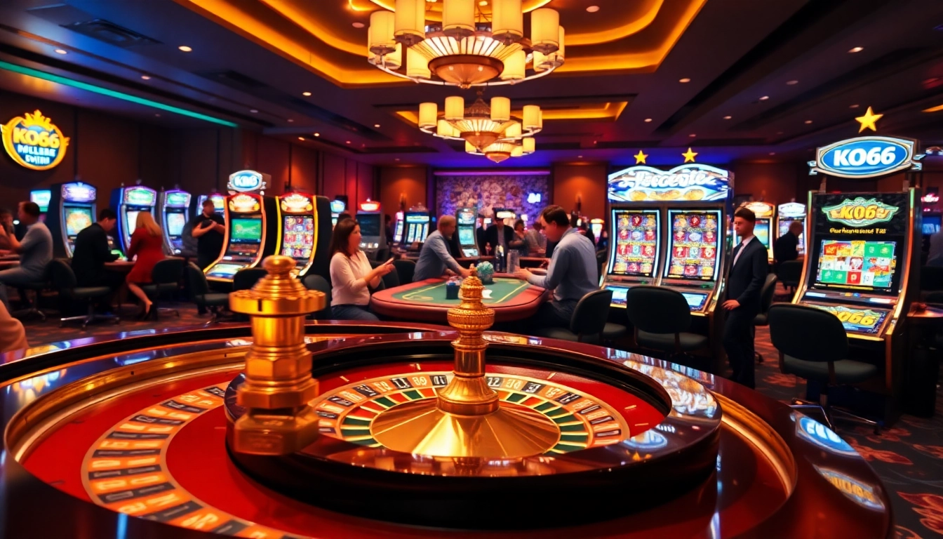 Tham gia không khí sòng bạc thú vị của KO66 với roulette, máy đánh bạc và trò chơi poker.