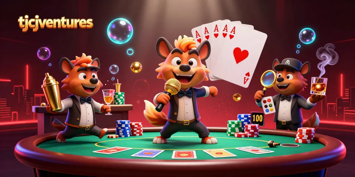 Join the comedy action at tjcjventures with hyenas in a casino scene featuring poker tables and vibrant graphics.
