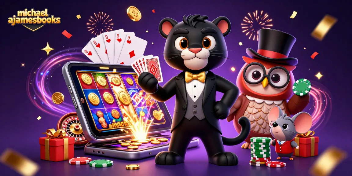 Experience thrilling gambling action with michaelajamesbooks in a vibrant 3D casino scene featuring lively characters.
