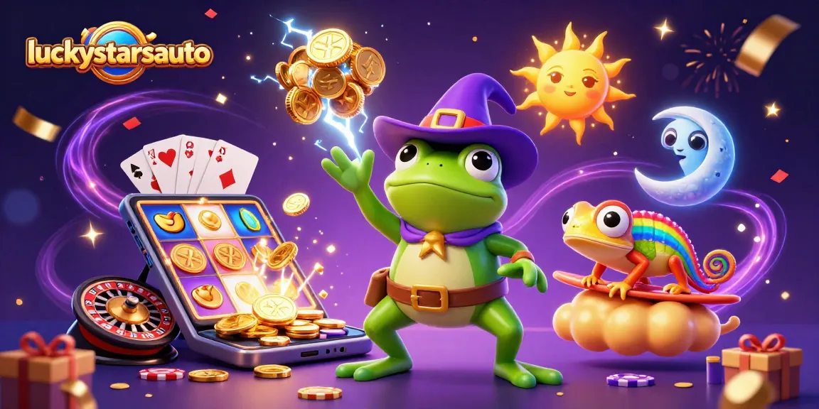 Experience luckystarsauto's vibrant slot action with magical characters and glittering casino elements.