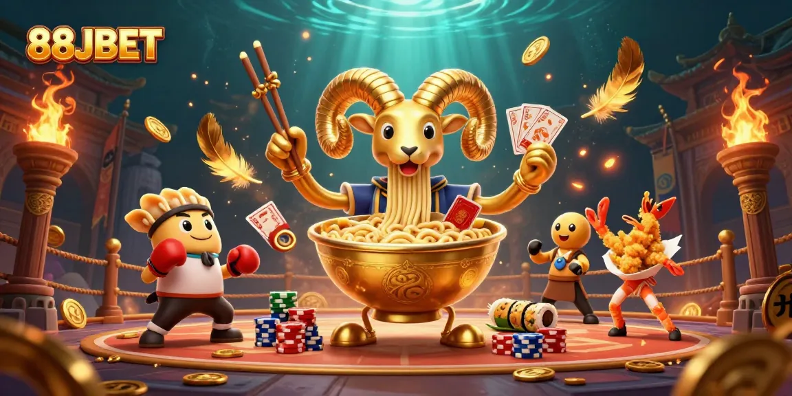 Experience the thrilling world of 88JBET with dynamic characters in 3D casino illustration.