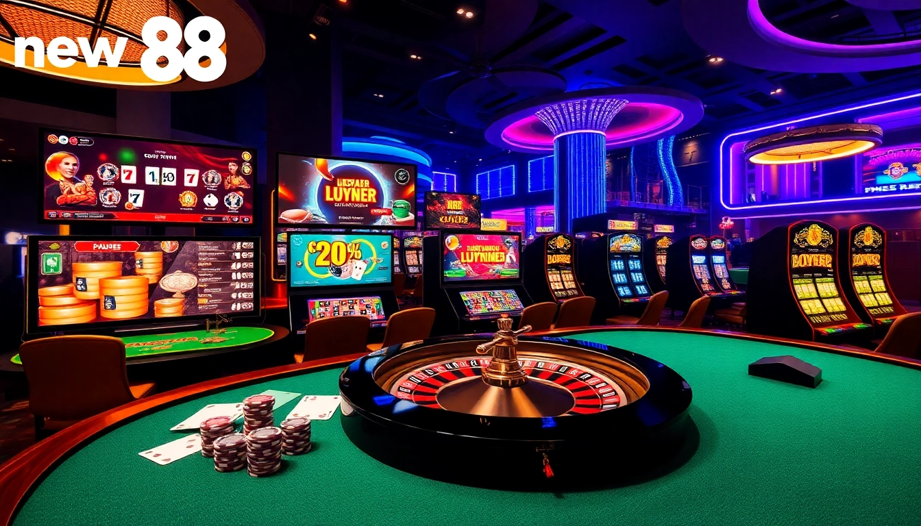 Experience thrilling online gaming at new88 with vibrant casino tables and lively players.