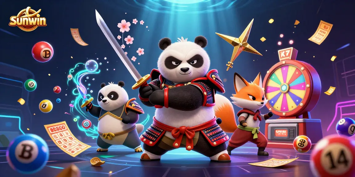 Engage with the dynamic world of sunwin featuring a vibrant 3D casino scene with lottery elements and characters.