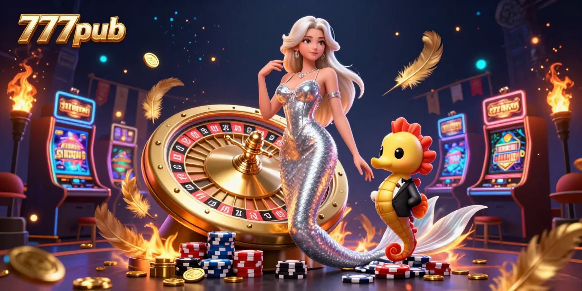 Engage in thrilling gameplay with 777pub's vibrant casino atmosphere and exciting roulette wheel.