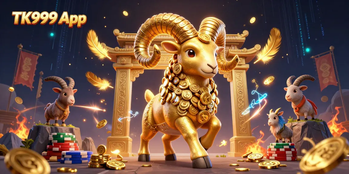 Experience the excitement of the TK999 App with dynamic casino-themed illustrations featuring gold and fortune.