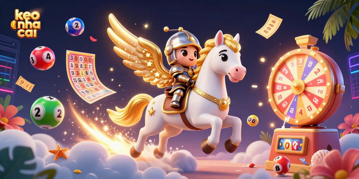 Engage in the excitement of keo nha cai with dynamic lottery elements and a celestial scene.