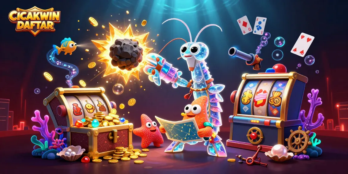 CICAKWIN DAFTAR showcases a galactic mantis shrimp engaged in a dynamic slot gameplay scene, emphasizing fun and excitement.