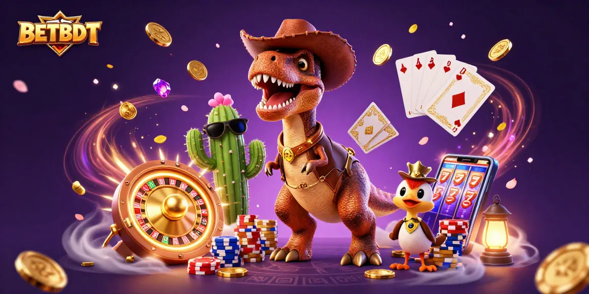 Explore BETBDT's thrilling casino adventure with T-Rex, cactus, and roadrunner spinning luck on roulette.