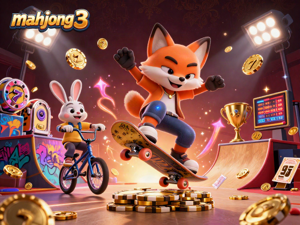 Experience thrilling gameplay in mahjong 3 with vibrant casino elements surrounding dynamic characters.