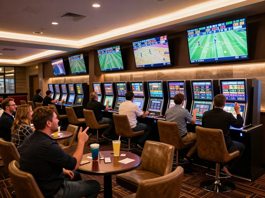 Engaged players placing bets in TG88 casino sports betting area during live action
