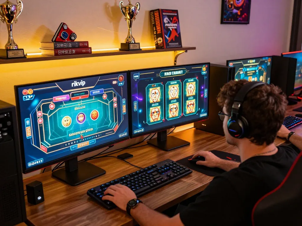 Rikvip user enjoying an immersive online casino experience with live dealer games