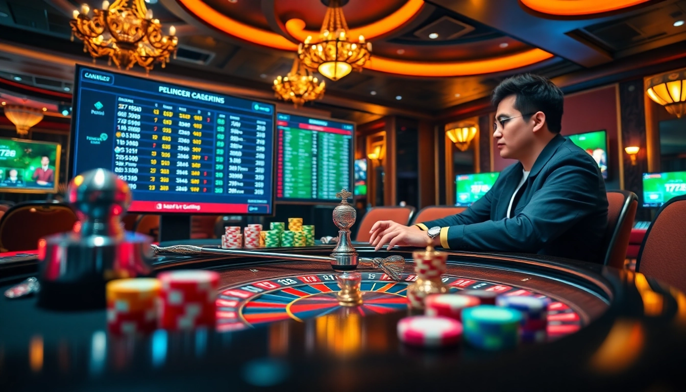 Experience the thrill of live gambling at https://789win.associates/ with an engaging casino environment featuring a roulette wheel and poker chips.