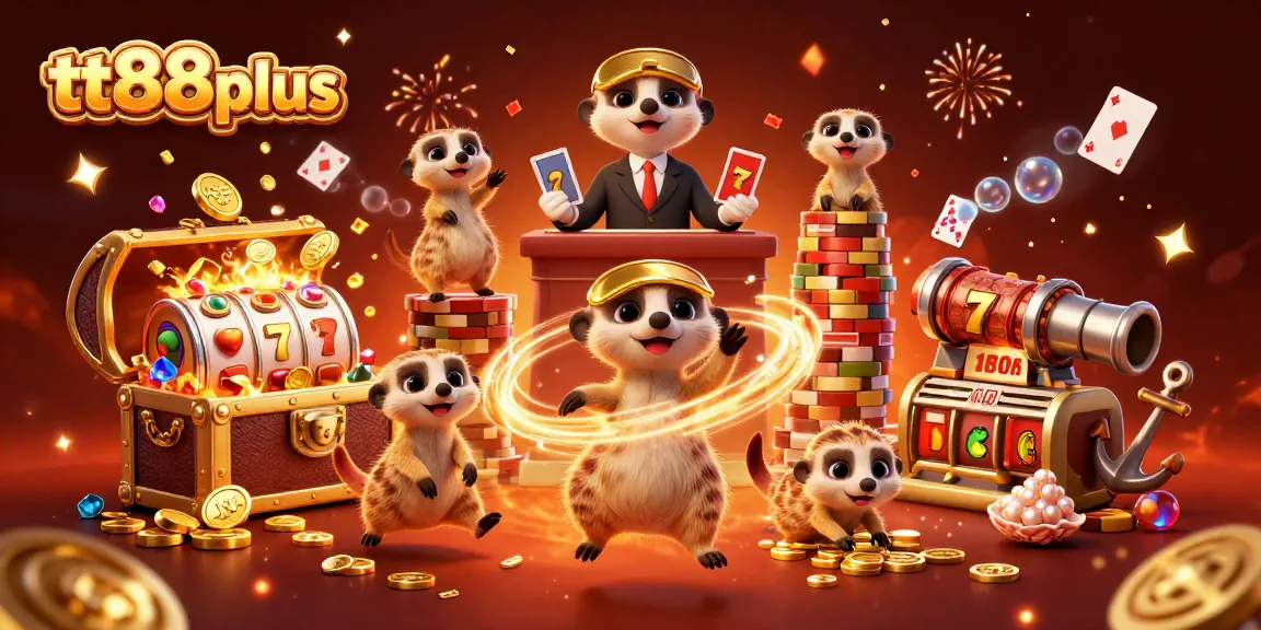 Experience thrilling casino action at tt88plus with meerkat dealers and a treasure-filled underwater scene.