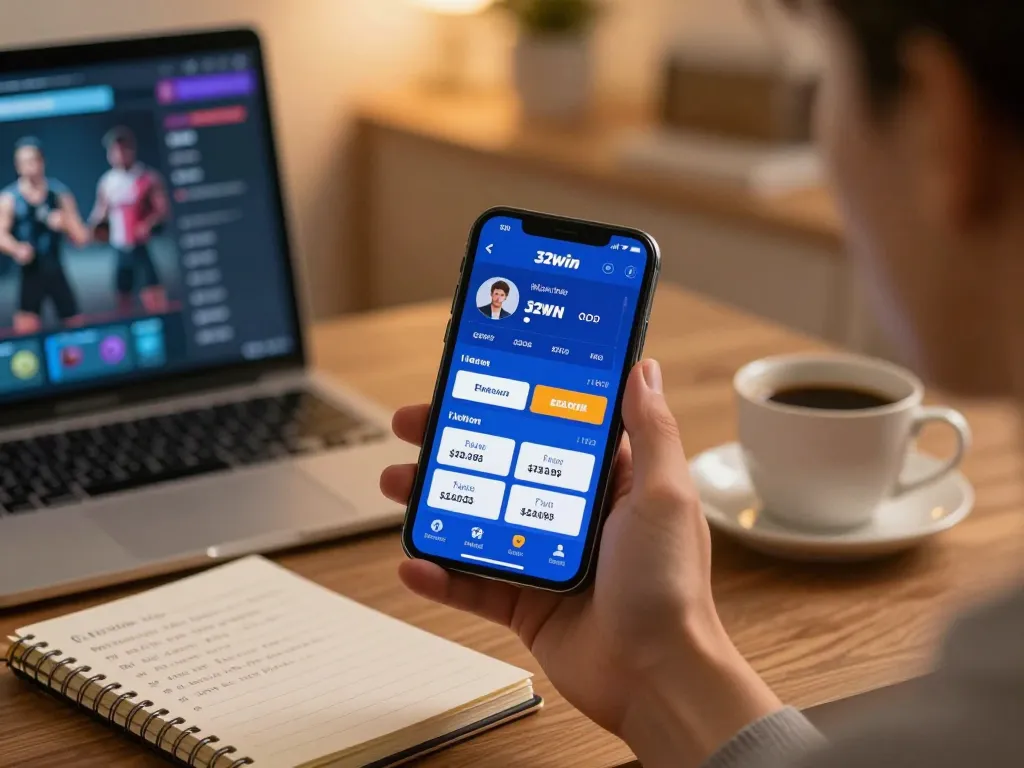 Engage in 32win fun with mobile sports betting app showcasing live odds in a cozy environment.
