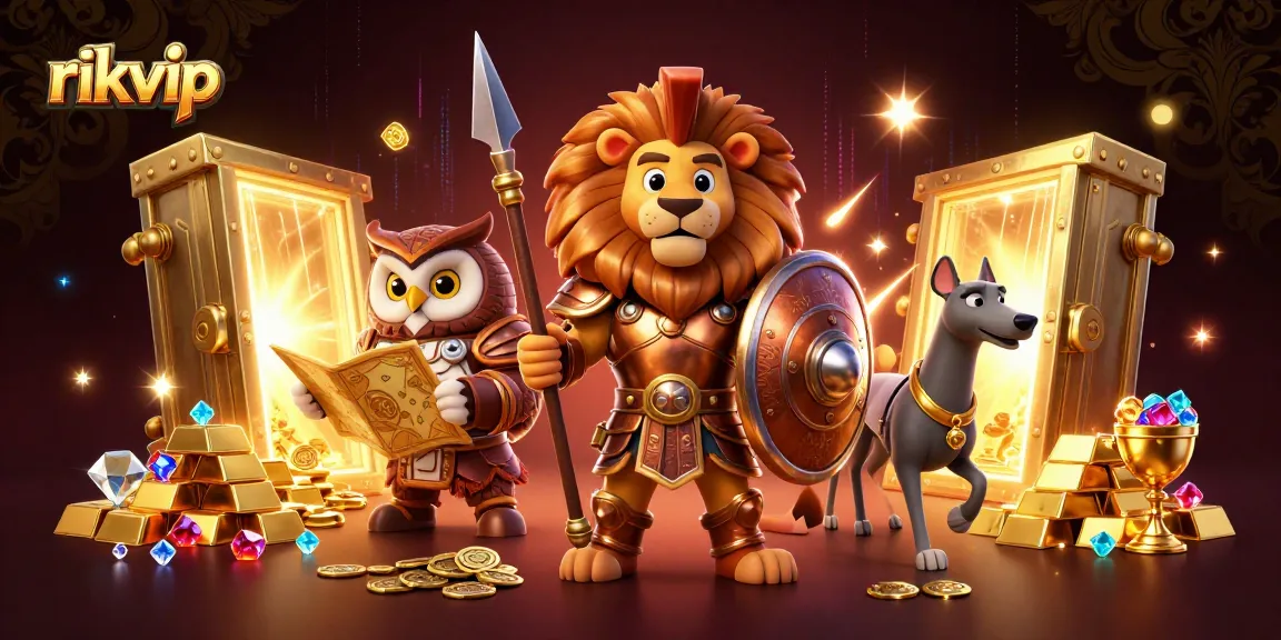 Engage in epic gameplay at rikvip, featuring immersive 3D casino elements with golden treasures.