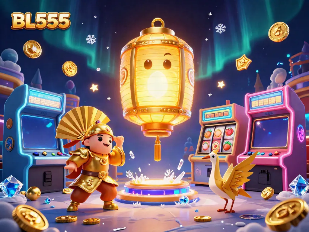 Engage in thrilling gameplay experiences at BL555's vibrant casino filled with slot games and captivating characters.