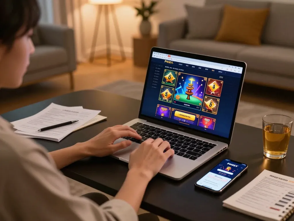 PHSKY user engaged in online betting on a laptop, showcasing the vibrant gambling interface