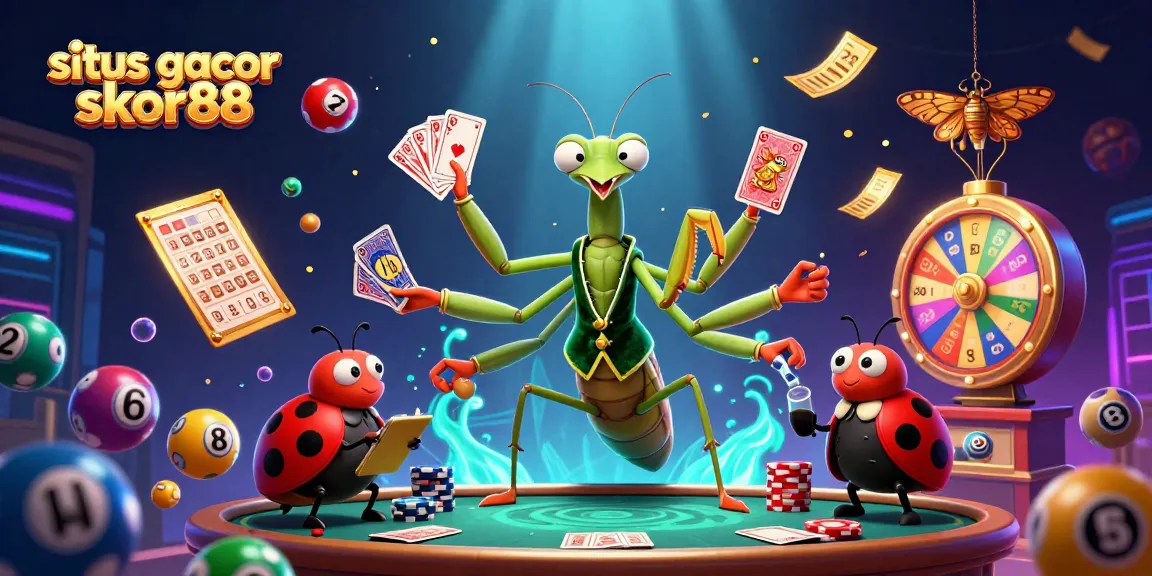 Engage in the exciting world of situs gacor skor88 with a vibrant, dynamic 3D illustration featuring a card sharp and pit boss in action.