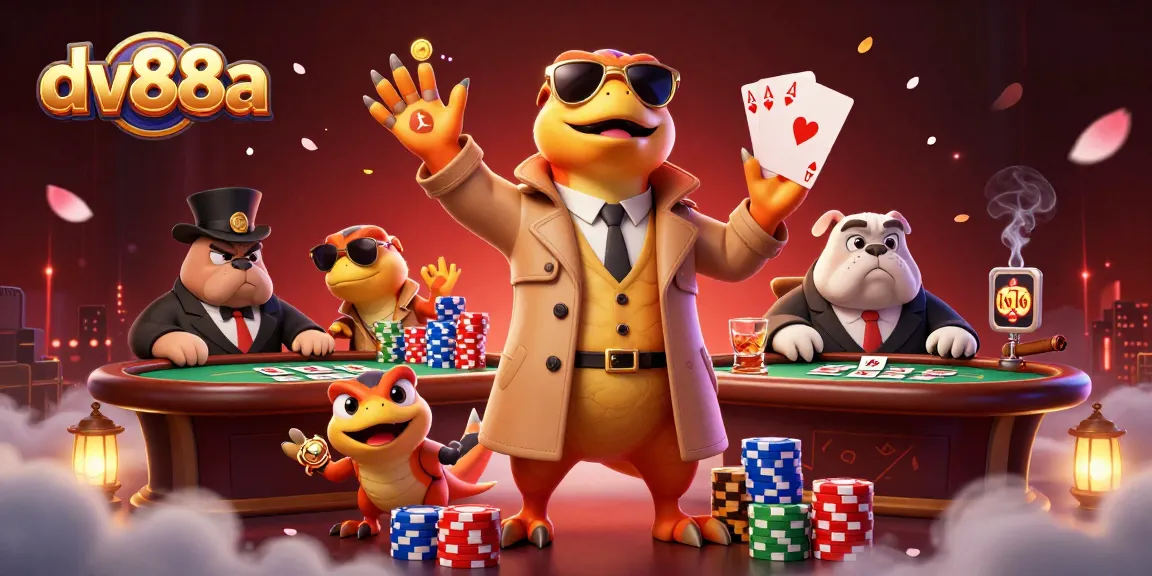 Engage in high-stakes poker at dv88a with raptors in disguise attempting VIP entry.