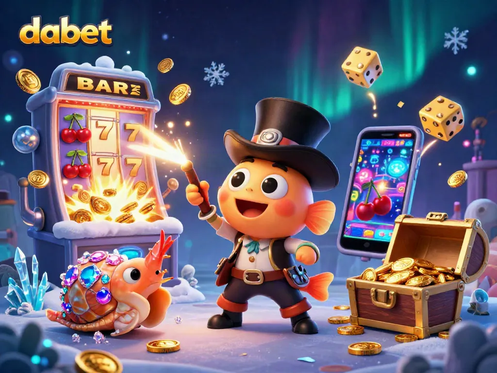 Dabet sparks joy with thrilling jackpot action in a colorful casino-style deep sea adventure illustration.