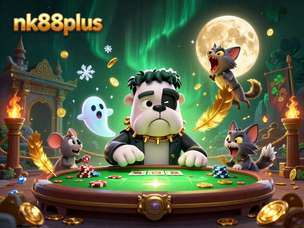 Players enjoy thrilling betting action with nk88plus's vibrant 3D cartoon illustration featuring unique characters.