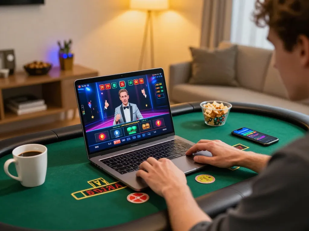 Engaging online game session using okfun app with a cozy setting and interactive interface.
