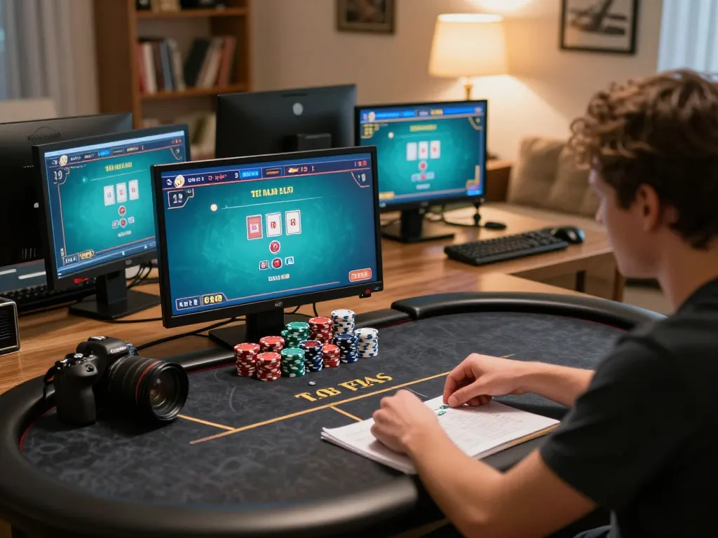 KONG88 player focused on their Texas Hold'em strategy during an intense online poker game.