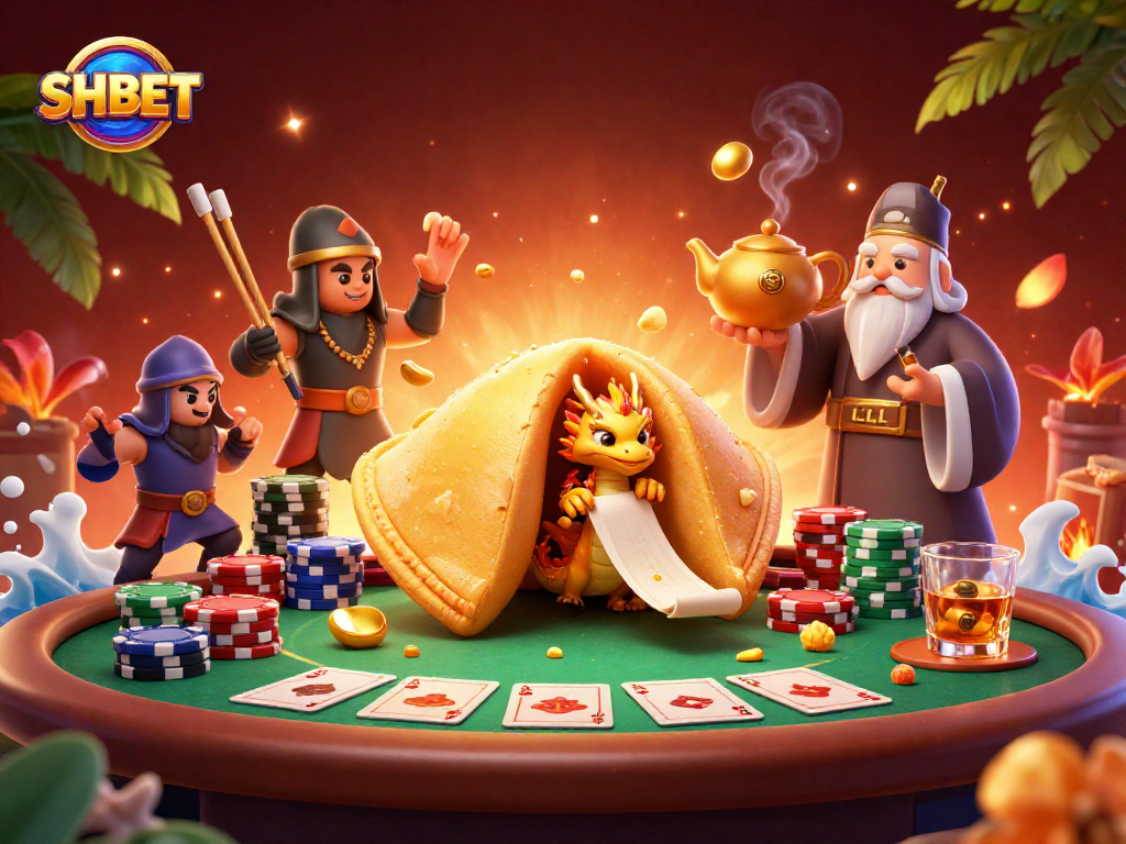 Enhance your chances with SHBET's vibrant casino illustration featuring poker elements and lucky symbols.