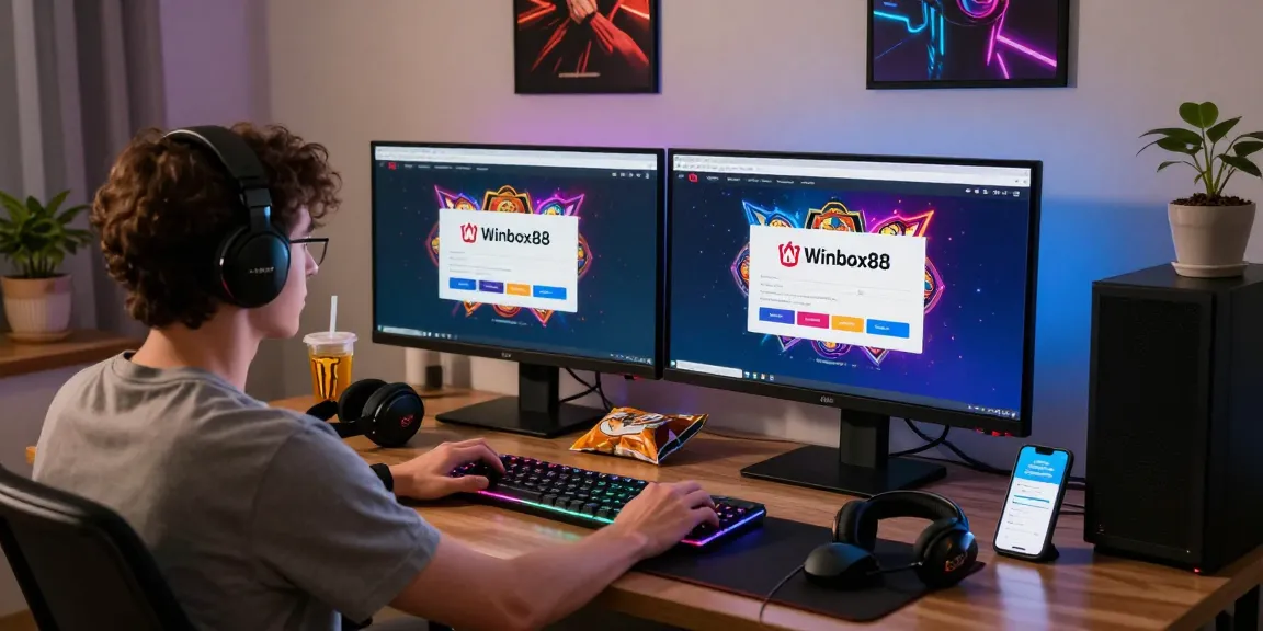 Exciting Winbox88 login experience with immersive gaming setup and two-factor authentication on screen